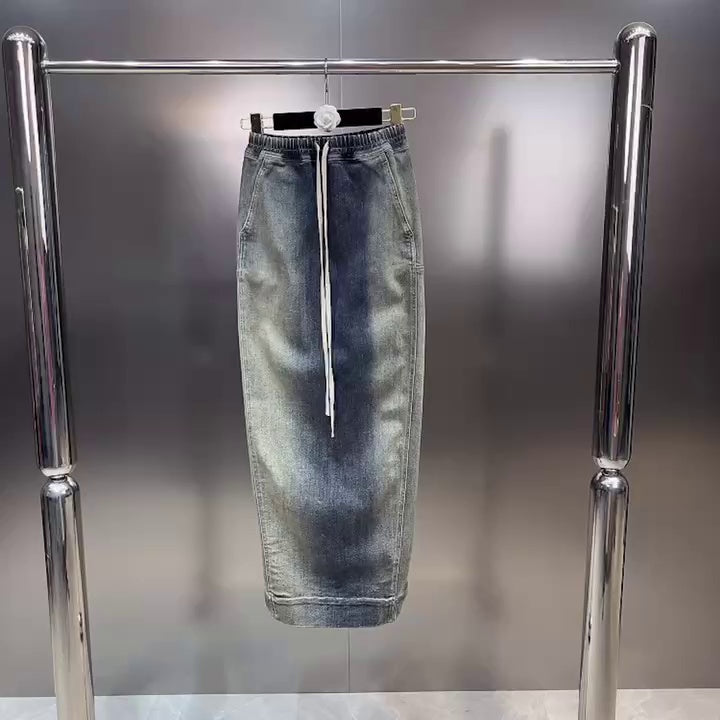 Elasticated Waistband Turned Into An Old Washed Denim Skirt
