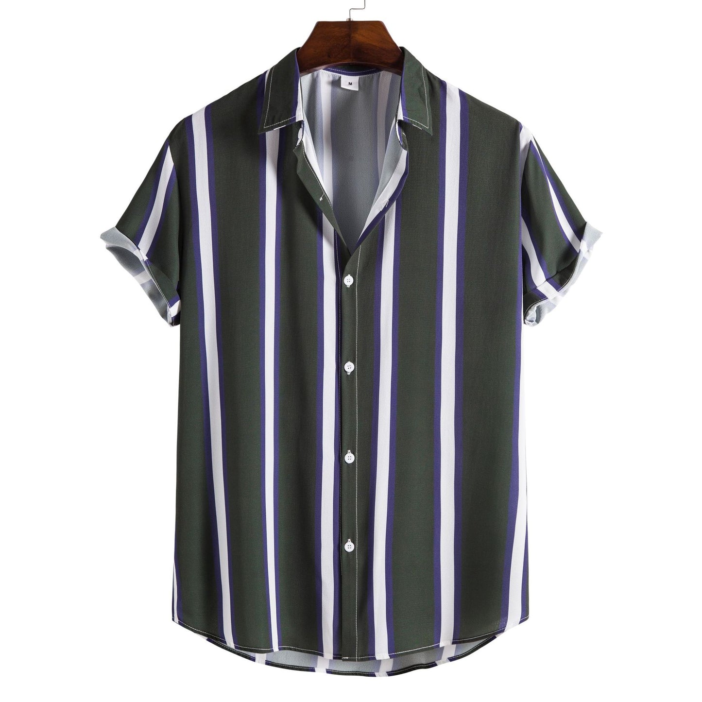 Striped Shirt Men's Casual Short Sleeves