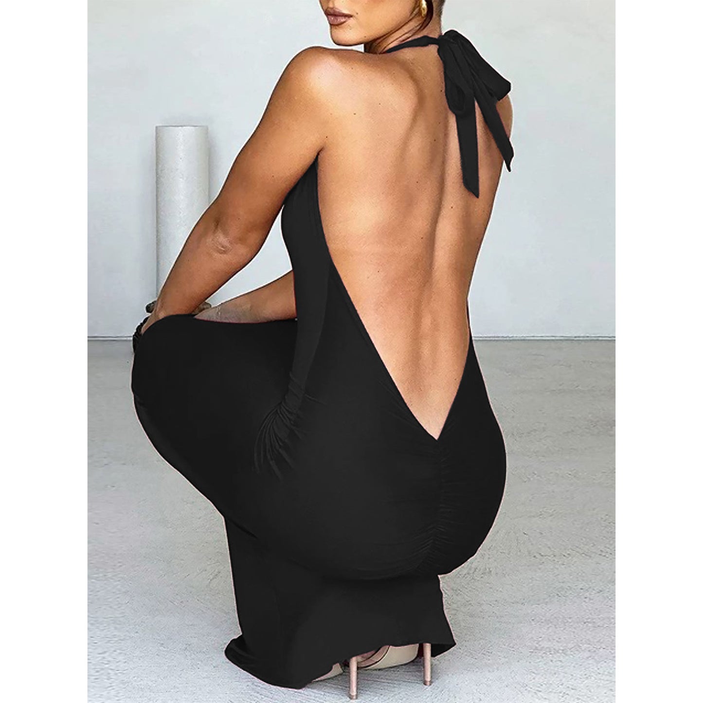 SpringSummer Halter Bodycon Dress One-Piece