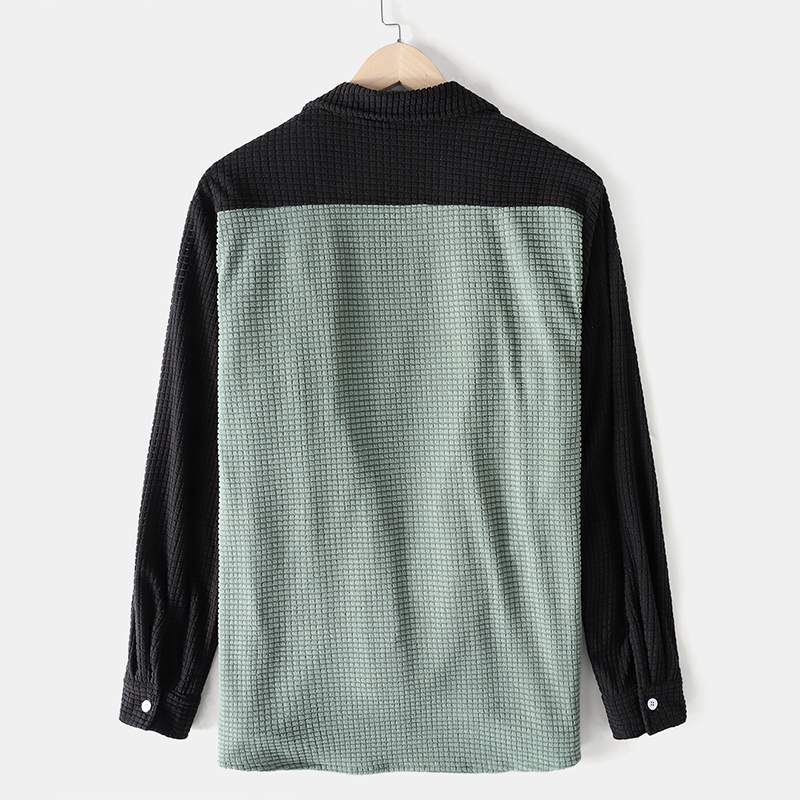 Color Matching Long Sleeve Shirt Casual Loose Top Coat