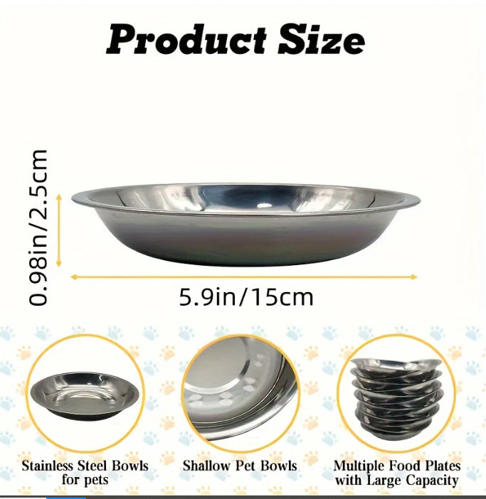 Nourriture pour chat alimentation pour animaux Assiette pour animaux en acier inoxydable Bassin à riz épaissi