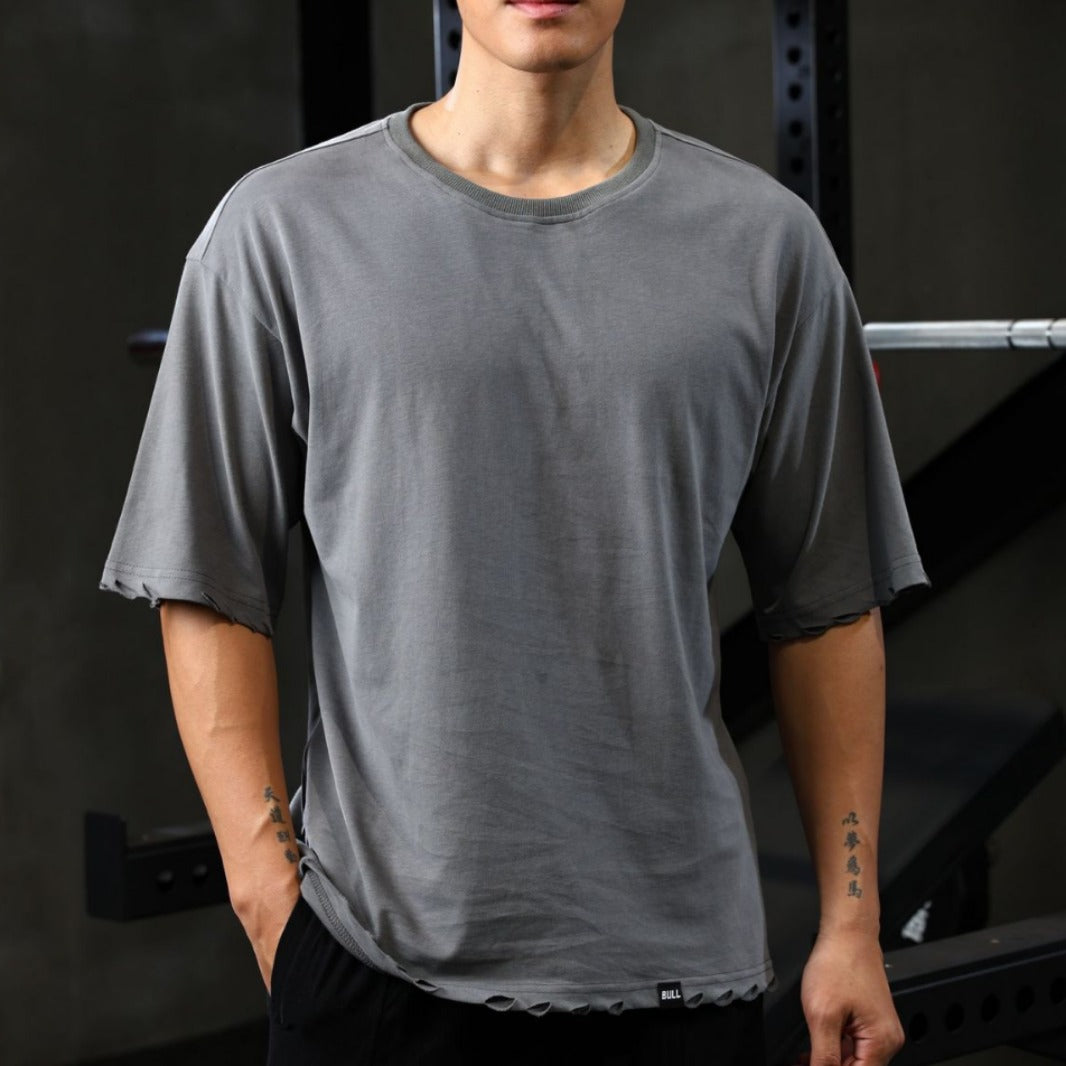 Men's Loose Short Sleeve Ripped Cotton