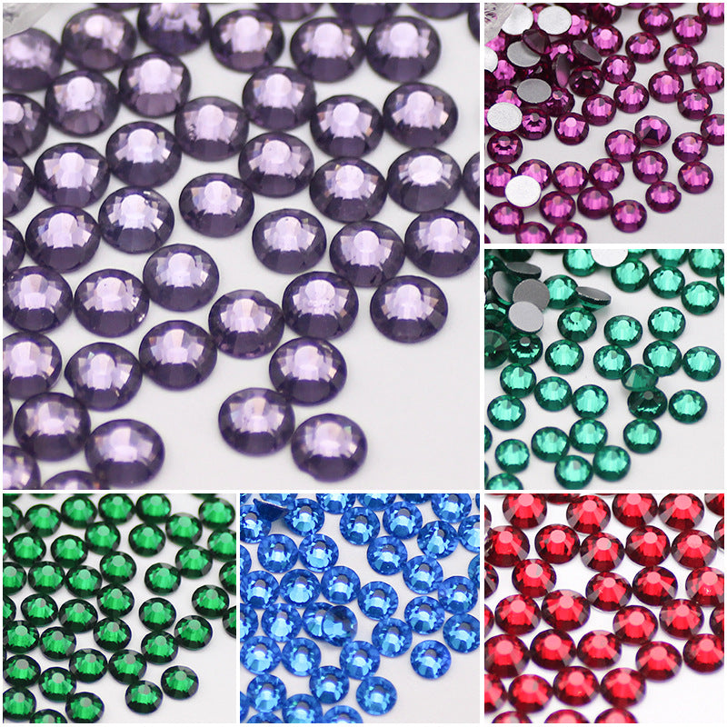 Colored Round Flat Bottomed Crystal Glass Diamond