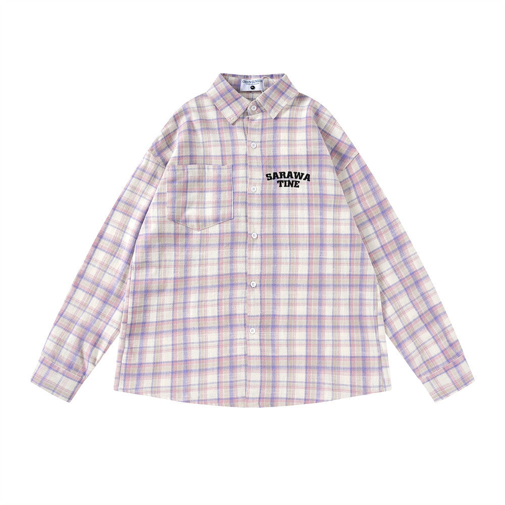 American Plaid Long-sleeved Shirt Men's Spring And Autumn Street