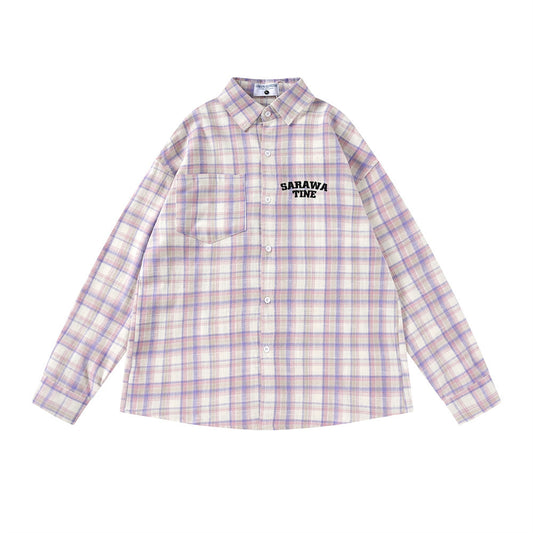 American Plaid Long-sleeved Shirt Men's Spring And Autumn Street