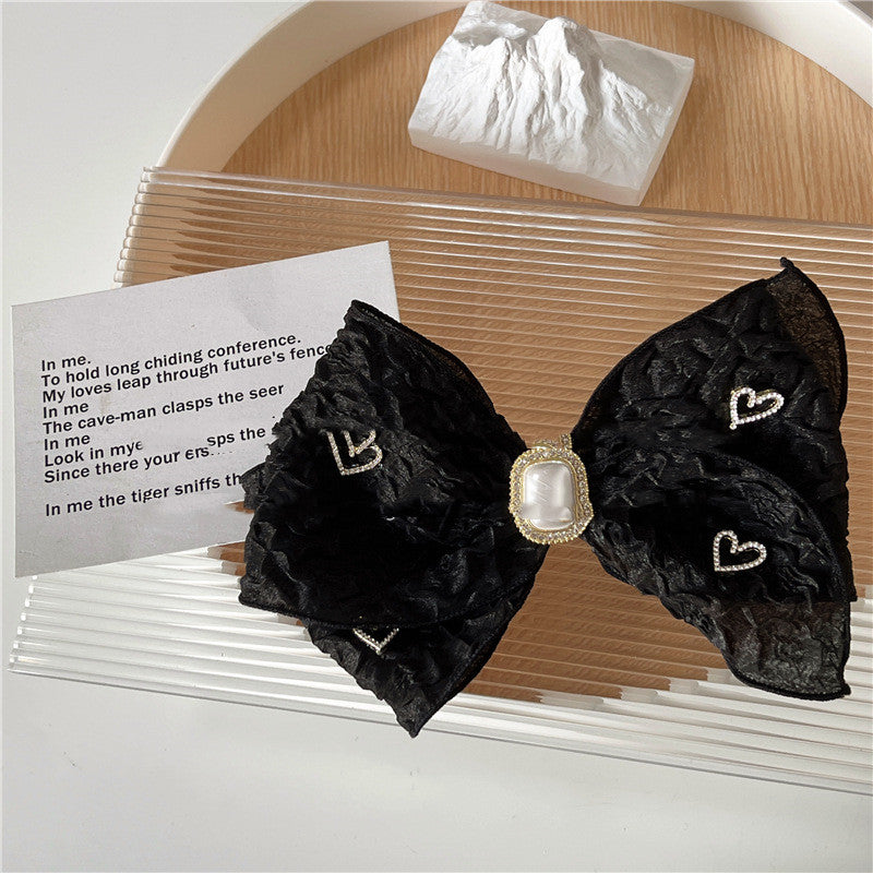 Ny Hårklemme i Sort Blonde Retro Sløjfe Kærlighed Rhinestone Forår