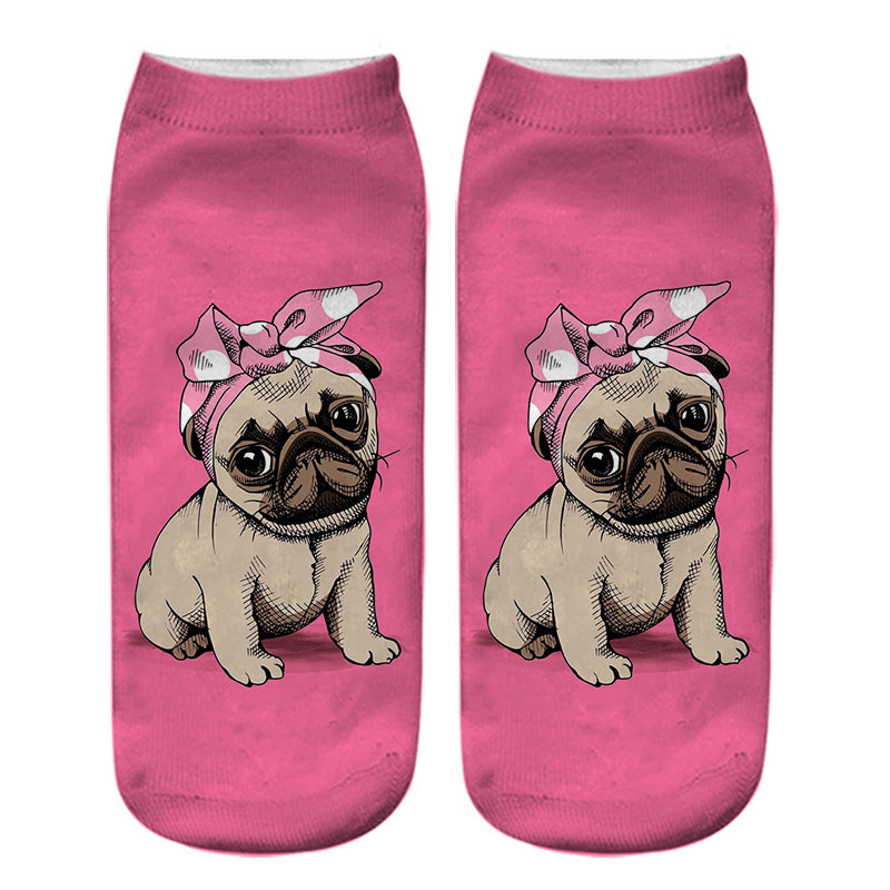 Dog PUG cartoon 3D printing socks