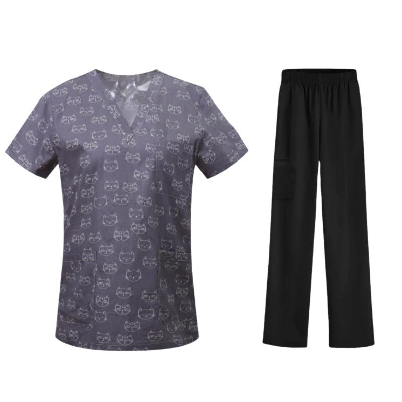 Bestselling Cartoon-print Nurse Uniform Womens Top And Pants