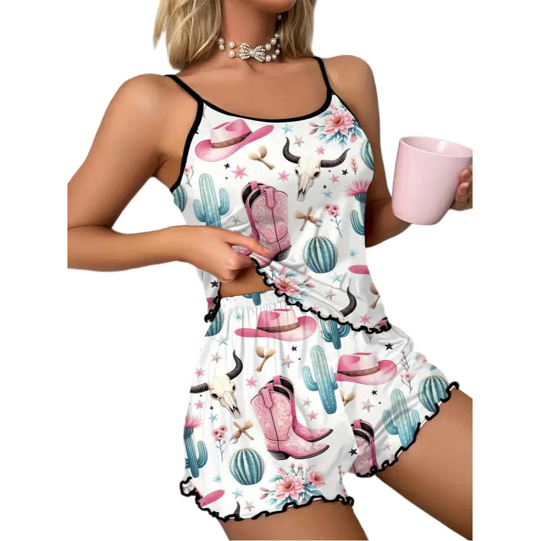 Mature-style Printed Cami Pajama Pants For Women