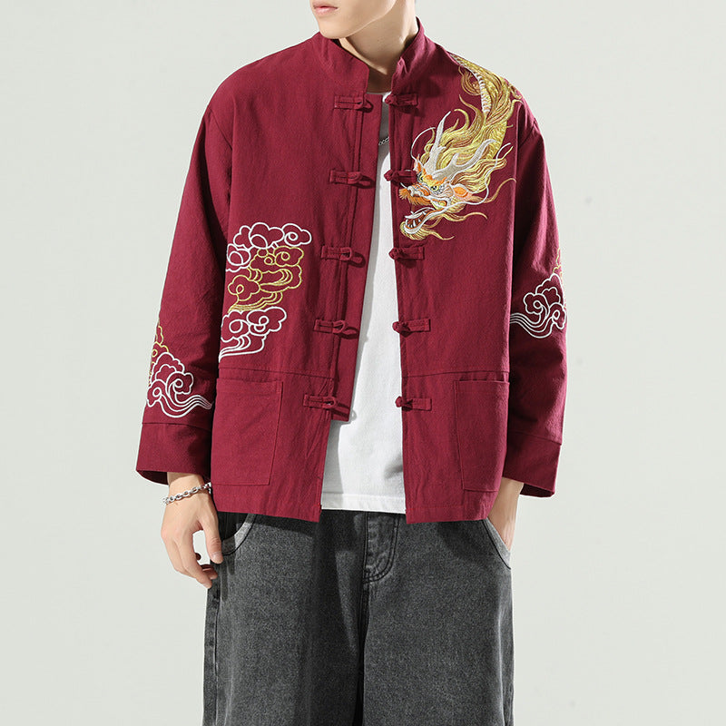 Men's Casual Embroidered Long Sleeve Jacket
