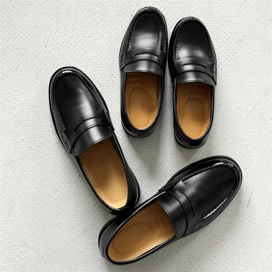 Men's Classic Slip-on Black Derby Couple Leather Shoes