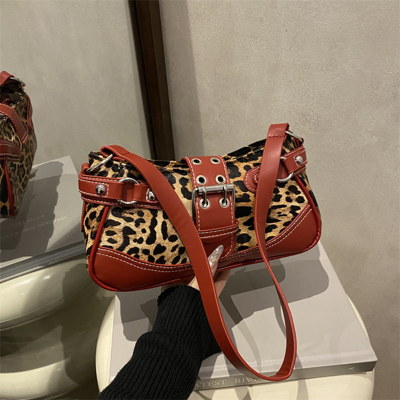 Womens Leopard-Print Elegant Shoulder Bag