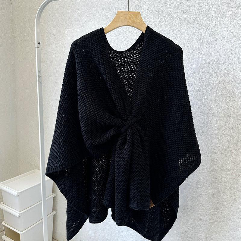 Women's Large-size Long High-grade Knitted Cashmere Shawl With Buckle
