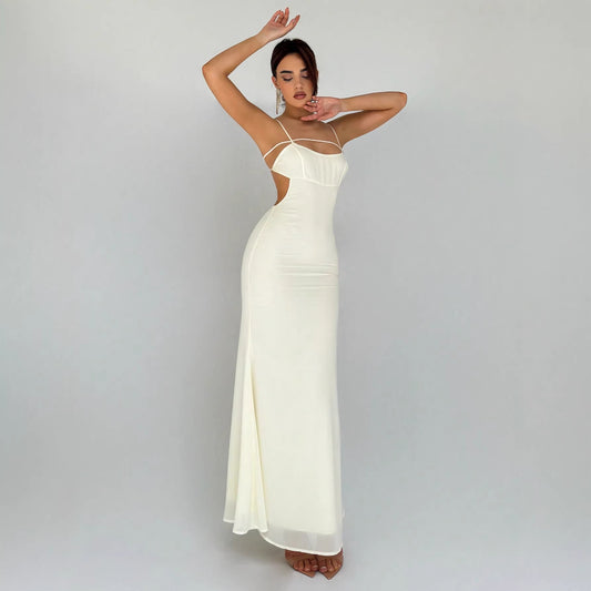 Feminine Hollow-Out Camisole Two-Layer Non-See-Through Dress