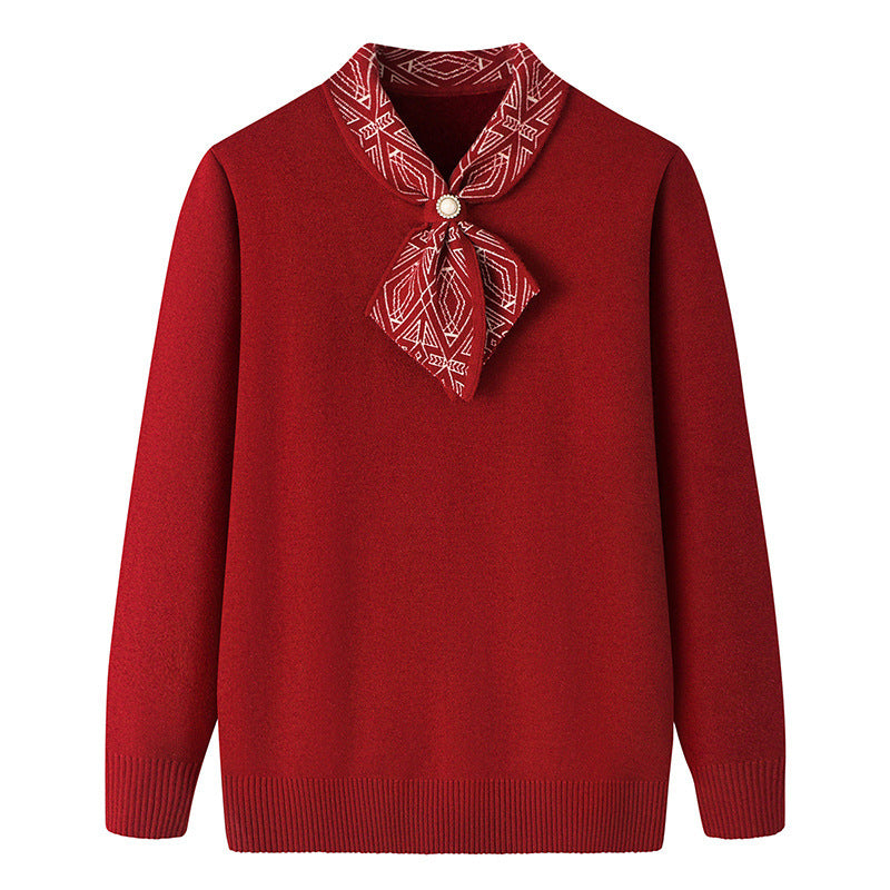 Women's Half Turtleneck Western Style Velvet Thickening Sweater