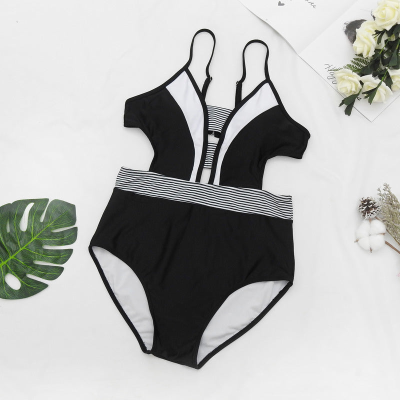 European And American Plus Size One-piece Swimsuit Multi-color