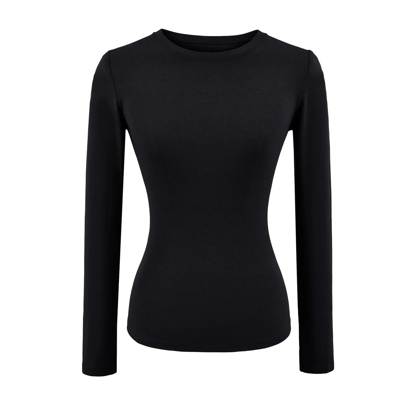 Womens Slim-fit Figure-flattering Base Top With A Round Neckline And An Hourglass Waist