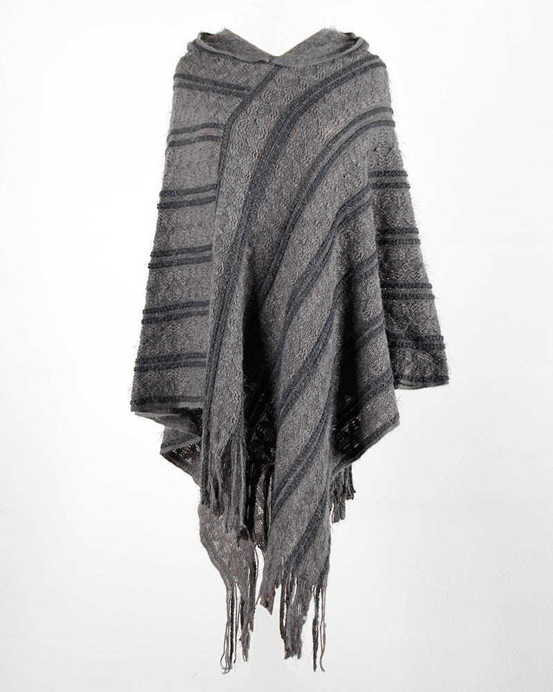 Hooded cape tassel cloak