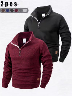 Men's Stand Collar Pullovers Slim Fit Warm Solid Colo