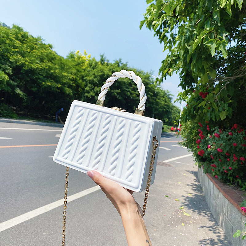 Fashion Portable Box Cosmetic Chain Shoulder Messenger Bag