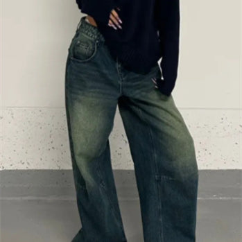 Retrovaskede jeans til kvinder i Plus Size Idle Style