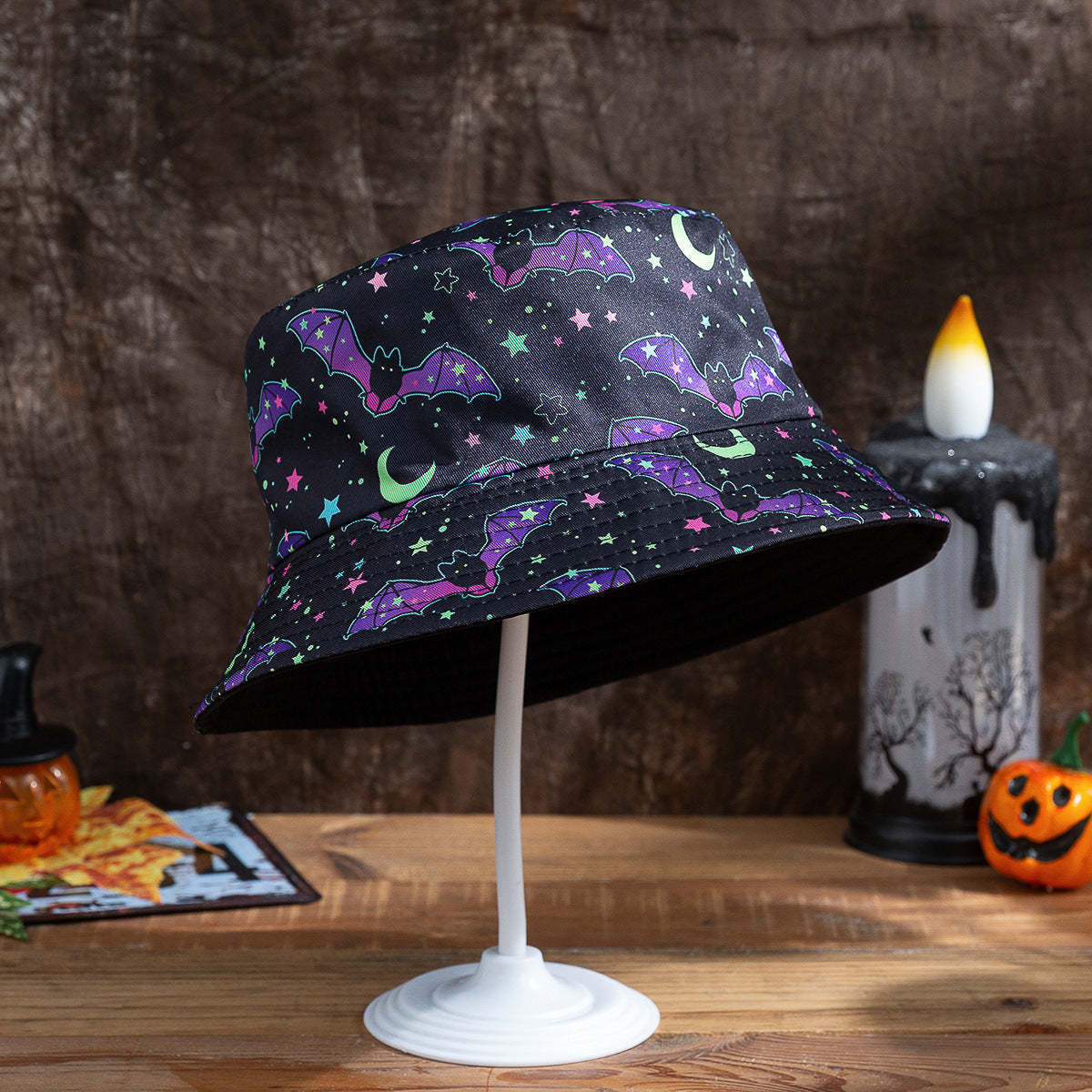 Halloween Funny Bat Pumpkin Ghost Reversible Fisherman Hat