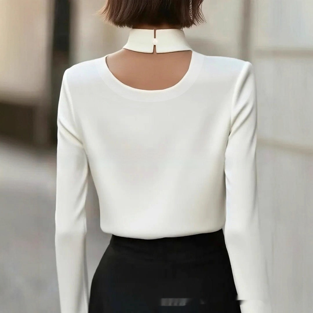 Elegant Designer-inspireret Langærmet Pendlerbluse til Kvinder