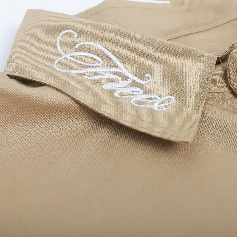 Artistic Embroidered Letter Long Sleeve Shirt