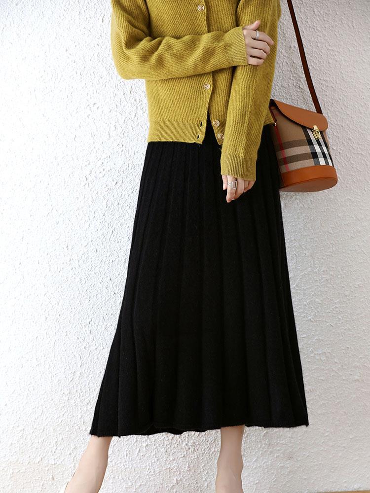 Women's Mid-length Pure Wool Thickened Skirt