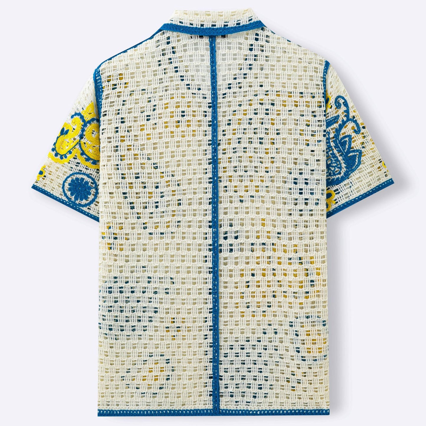 Retro Etnisk-Stil Hæklet Hulstrikket Cardigan Polo til Mænd