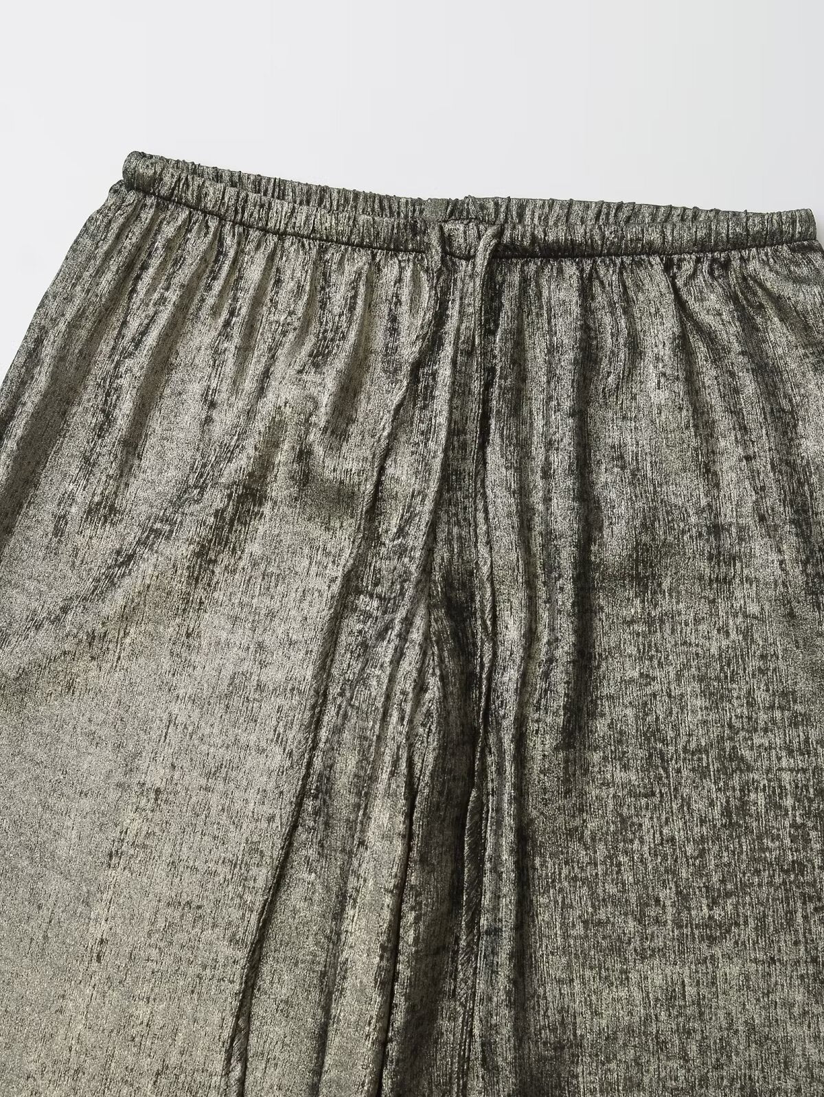 Elastic Waist Loose Glossy Casual Trousers