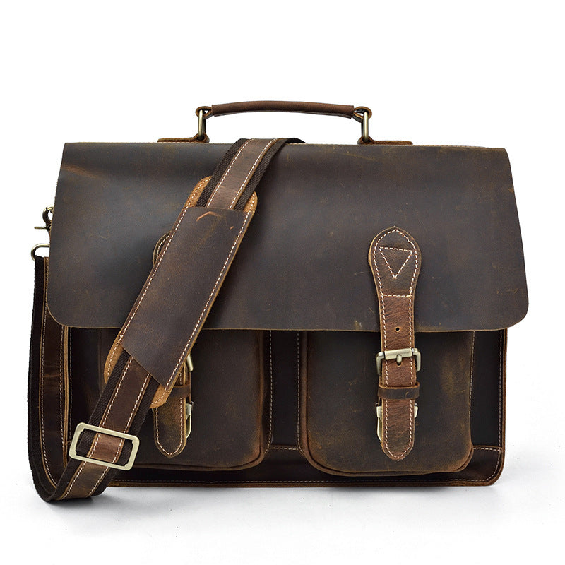 Men's Fashion Personality Leather Retro Portable Briefcase