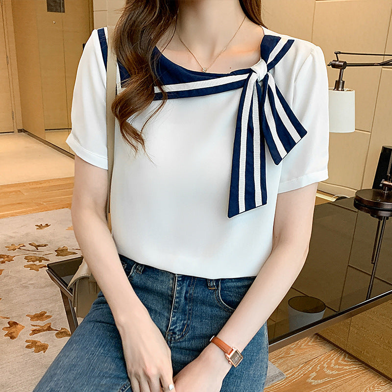Niche Sweet Bow Chiffon Top