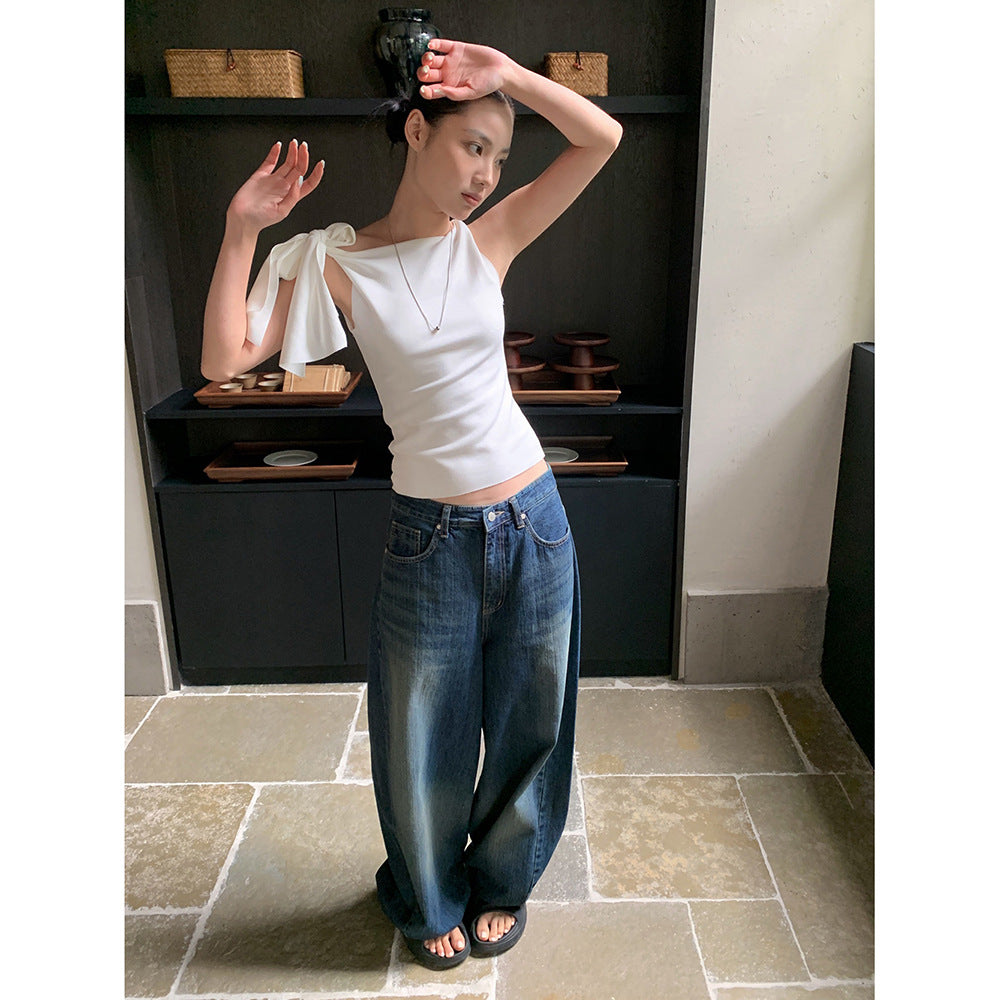 High-street Womens Jeans With A Button-adjustable Waistband
