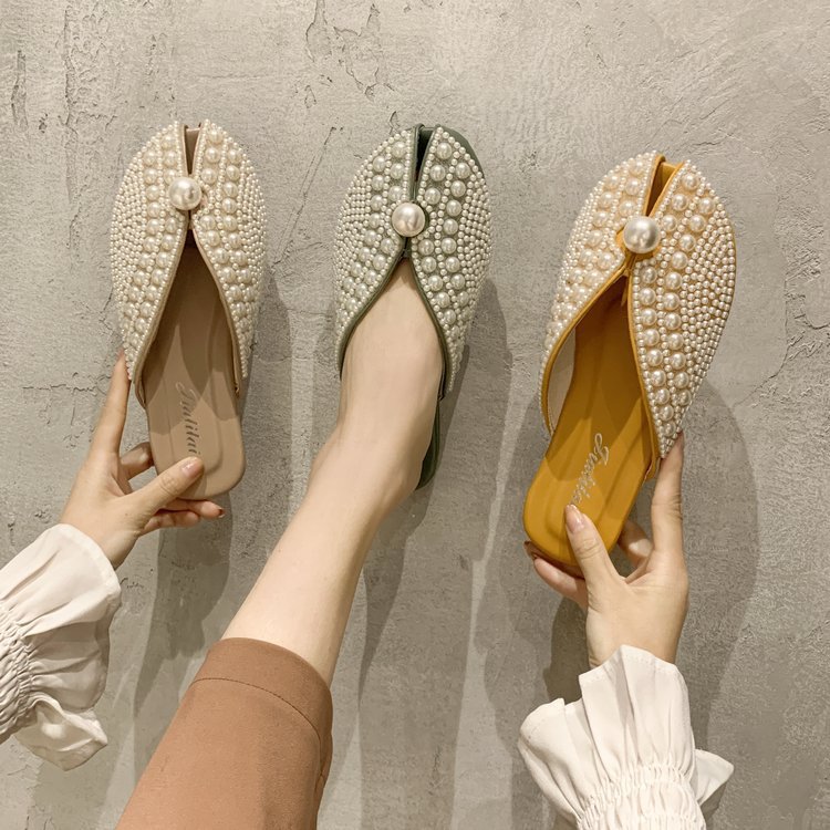 New Pearl Outer Wear Feminine Flat Sandals