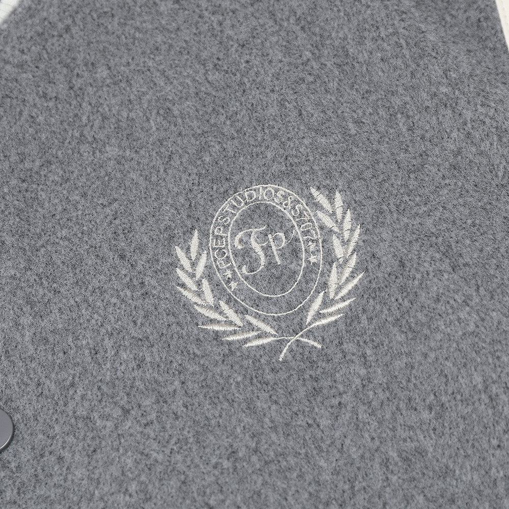 Spring And Autumn Color Stitching Stand-collar Badge Embroidered Casual Coat