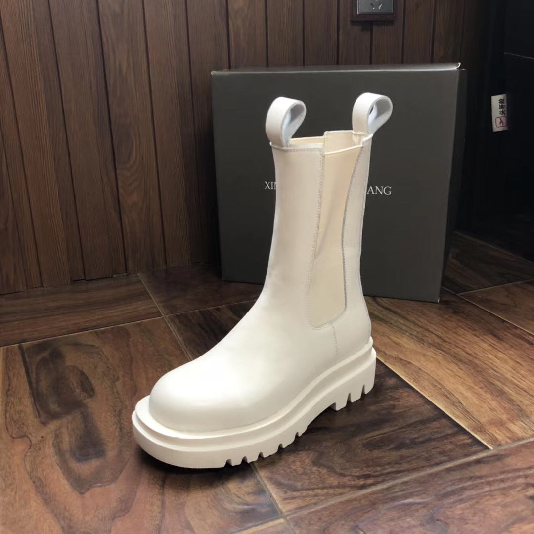 Women's mid-tube platform round toe Martin boots