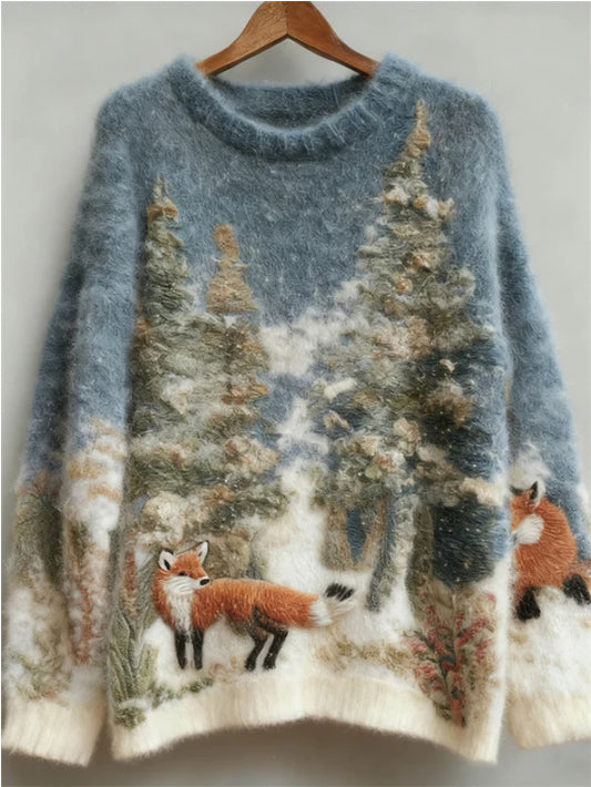 Womens Niche, Casual, Laid-back Oversized Animal-inspired Faux Fur Sweater