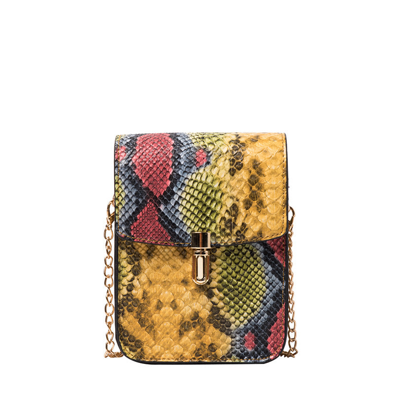 Snakeskin locked one-shoulder bag for women