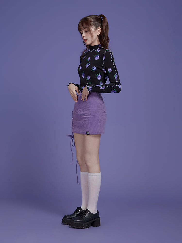 Women's Elastic Corduroy Strap Buttocks Pants Skirt