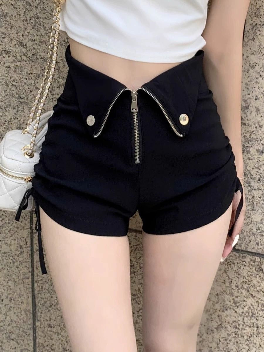 Womens Ultra-high-rise Black Shorts