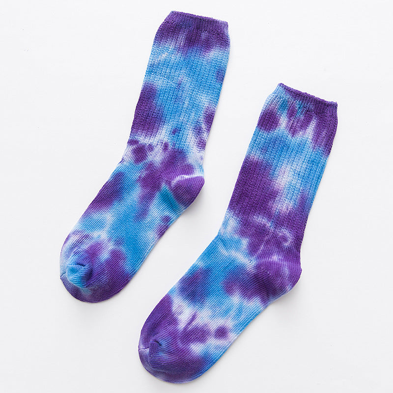 Tie-dye ethnic style piled socks