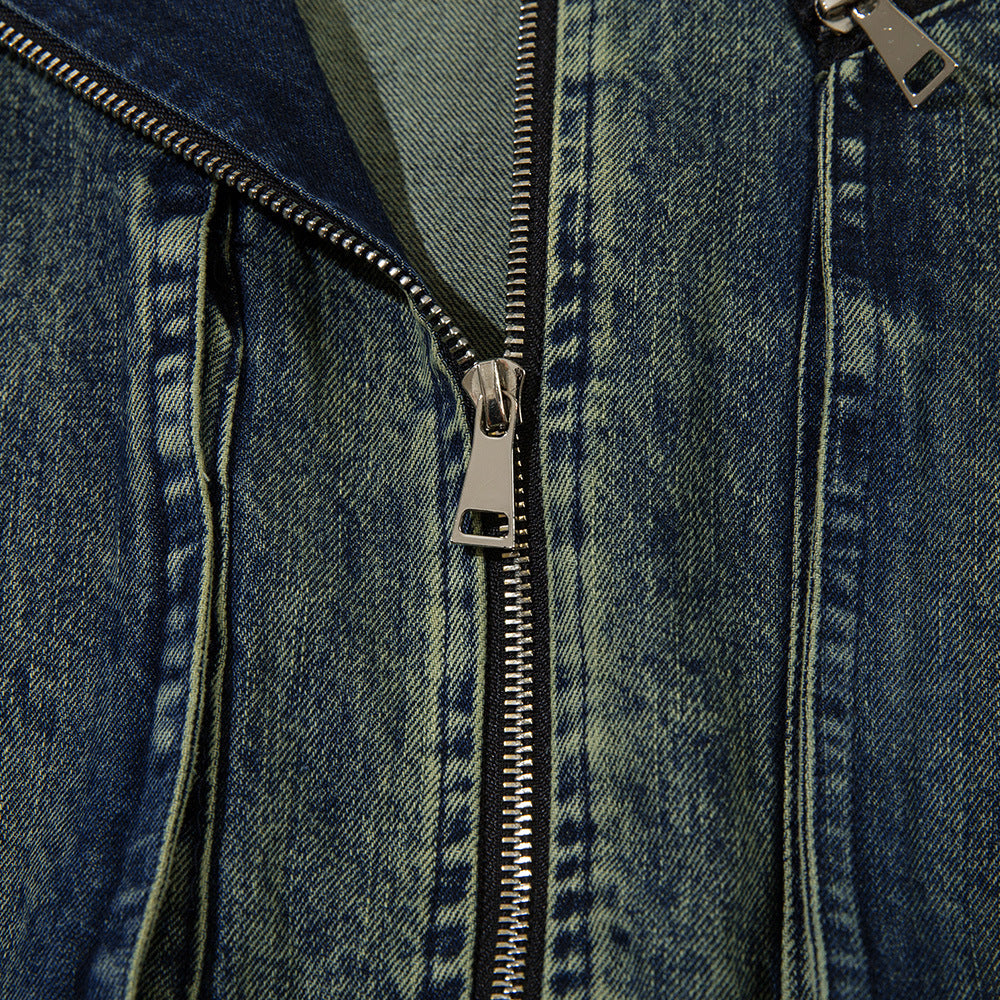 American Style Old Gradient Color Denim Jacket