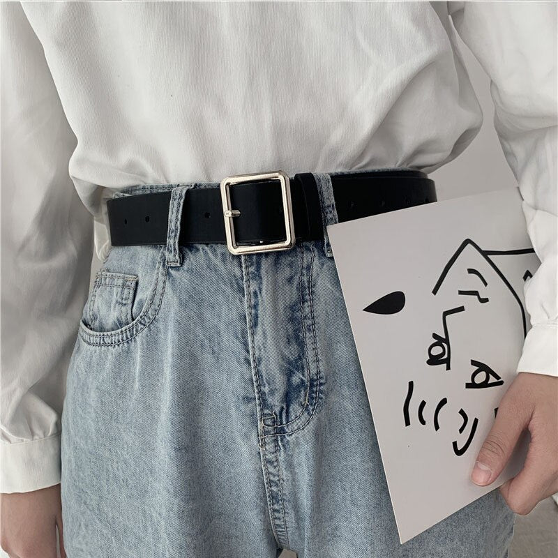 New style ladies belt with square buckle student belt