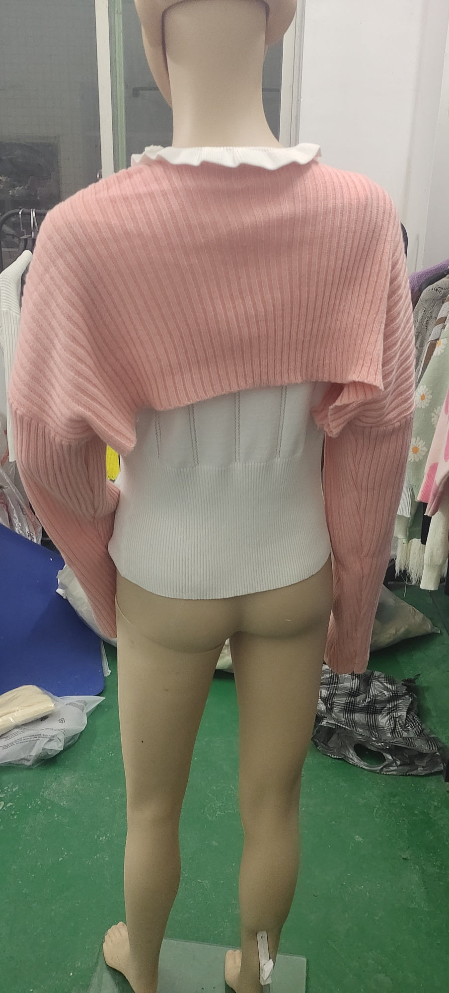 Wool Knitted Sexy Solid Color Ultra Short Long Sleeve