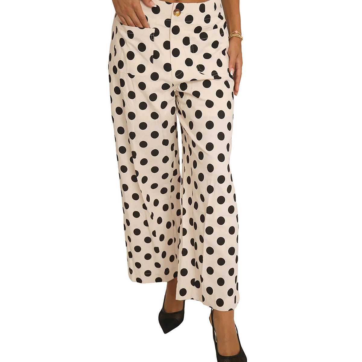 Stylish And Playful Polka-dot Print Slimming Casual Pants For Women