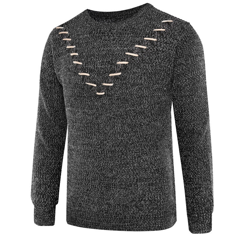 Strikket Sweater til Mænd med Brystbånd-udsmykning