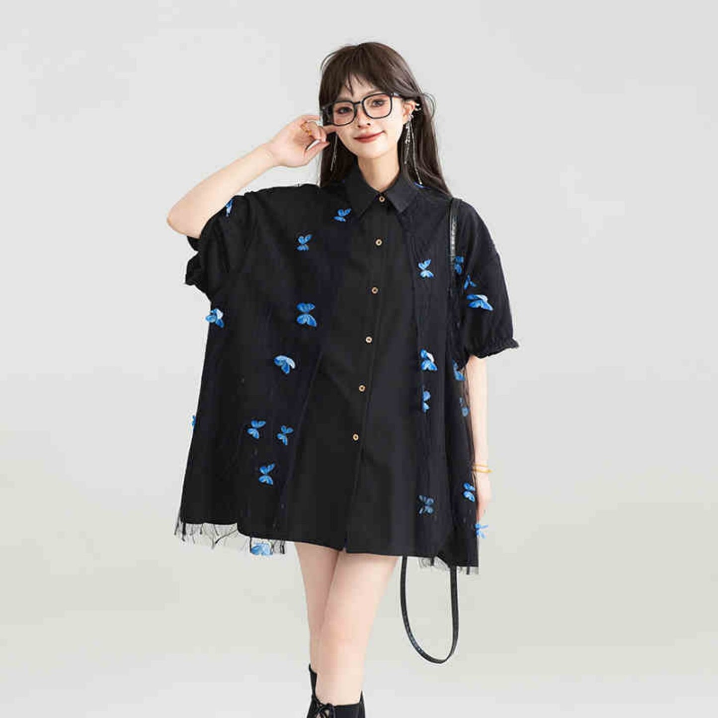 French Style Embroidered Lace Patchwork Top