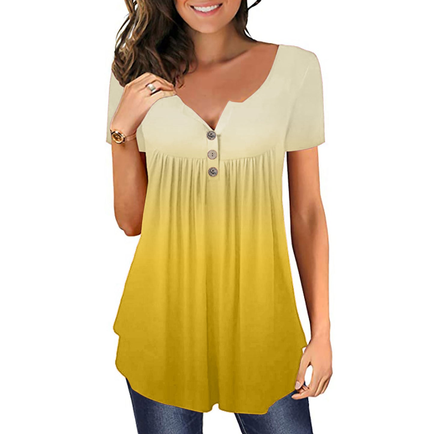 New Plus Size Printed Deep V Pullover Women's T-Shirt