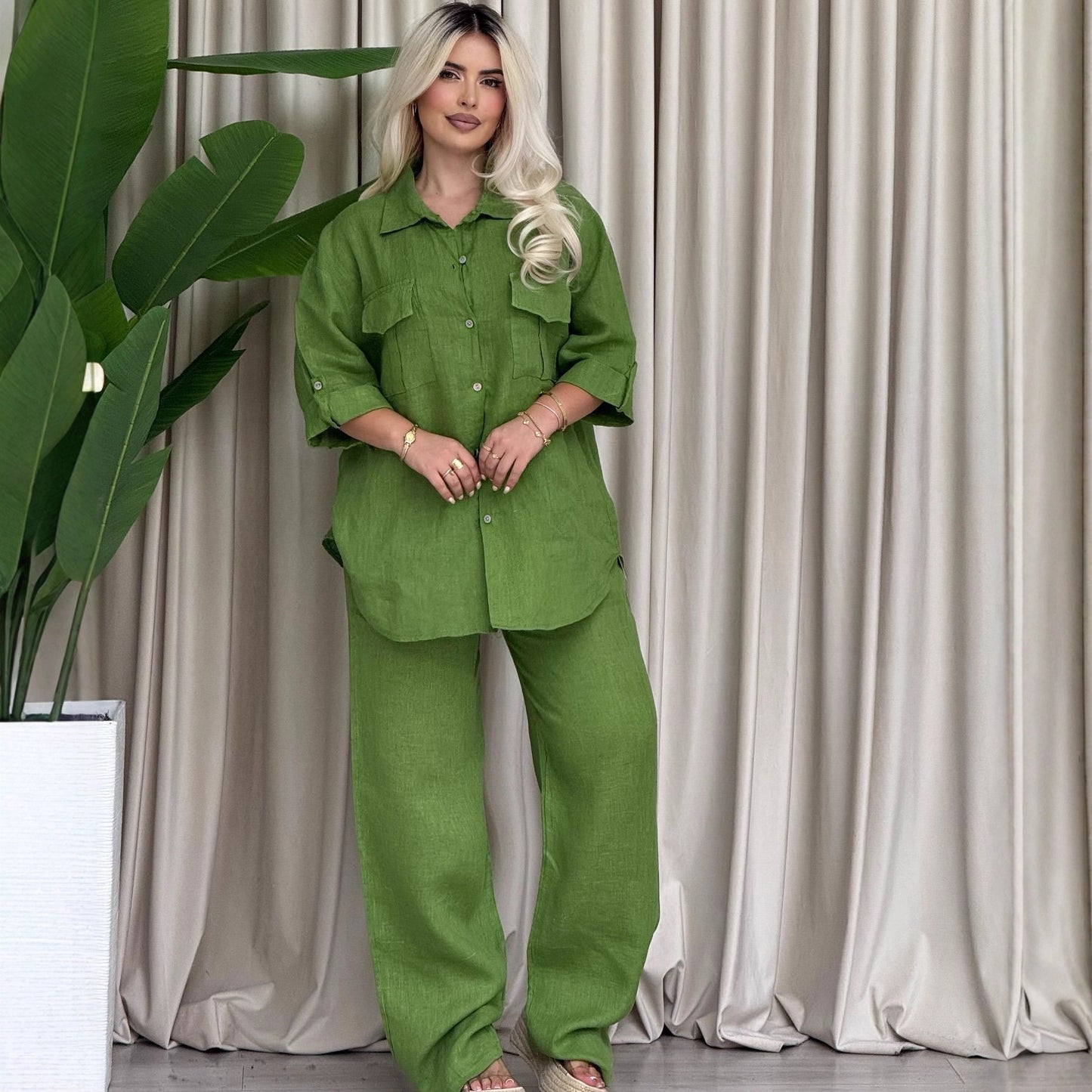 Long Sleeve Shirt Loose Two Piece Pants